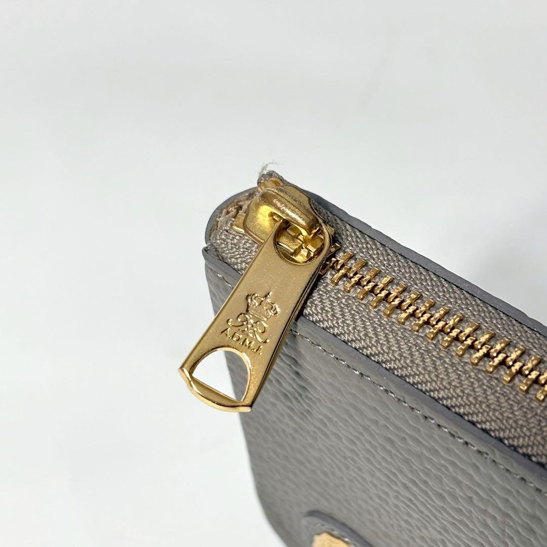 ADMJ　ビジュー　長財布　L字ファスナー　ベージュ　クリスタル.