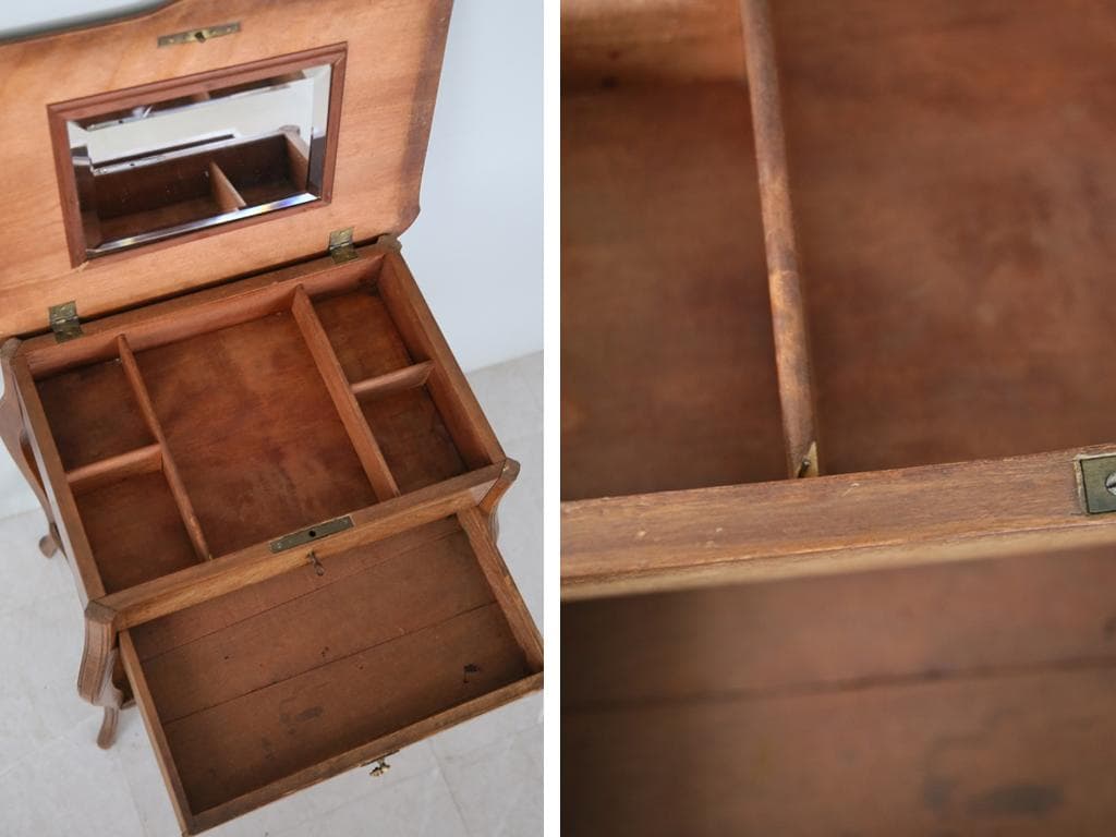 フランスアンティーク◇木製ソーイングテーブル/裁縫箱/机/化粧台(90-249)