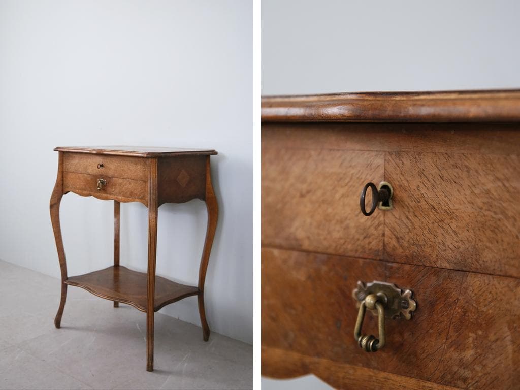 フランスアンティーク◇木製ソーイングテーブル/裁縫箱/机/化粧台(90-249)