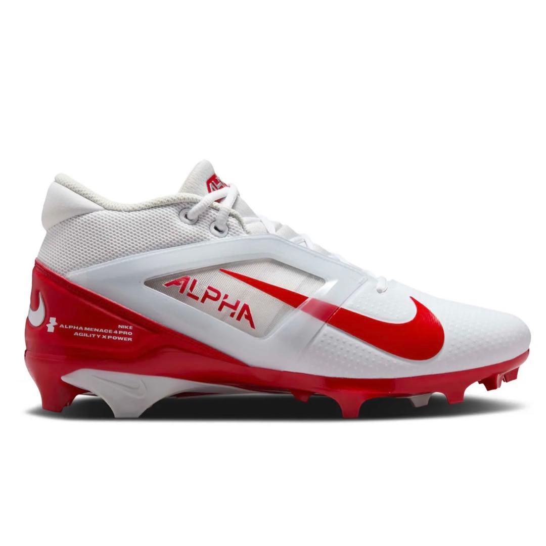 ナイキ 27 アルファメナス プロ アメフト スパイク シューズ 靴 白 赤