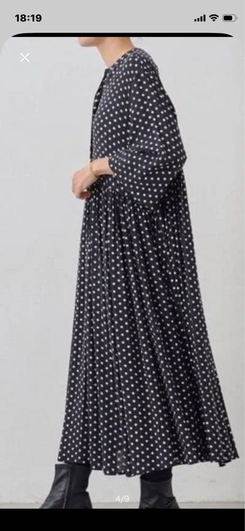 BEARDSLEY ドットギャザーボリューム袖ワンピース　サイズＭ