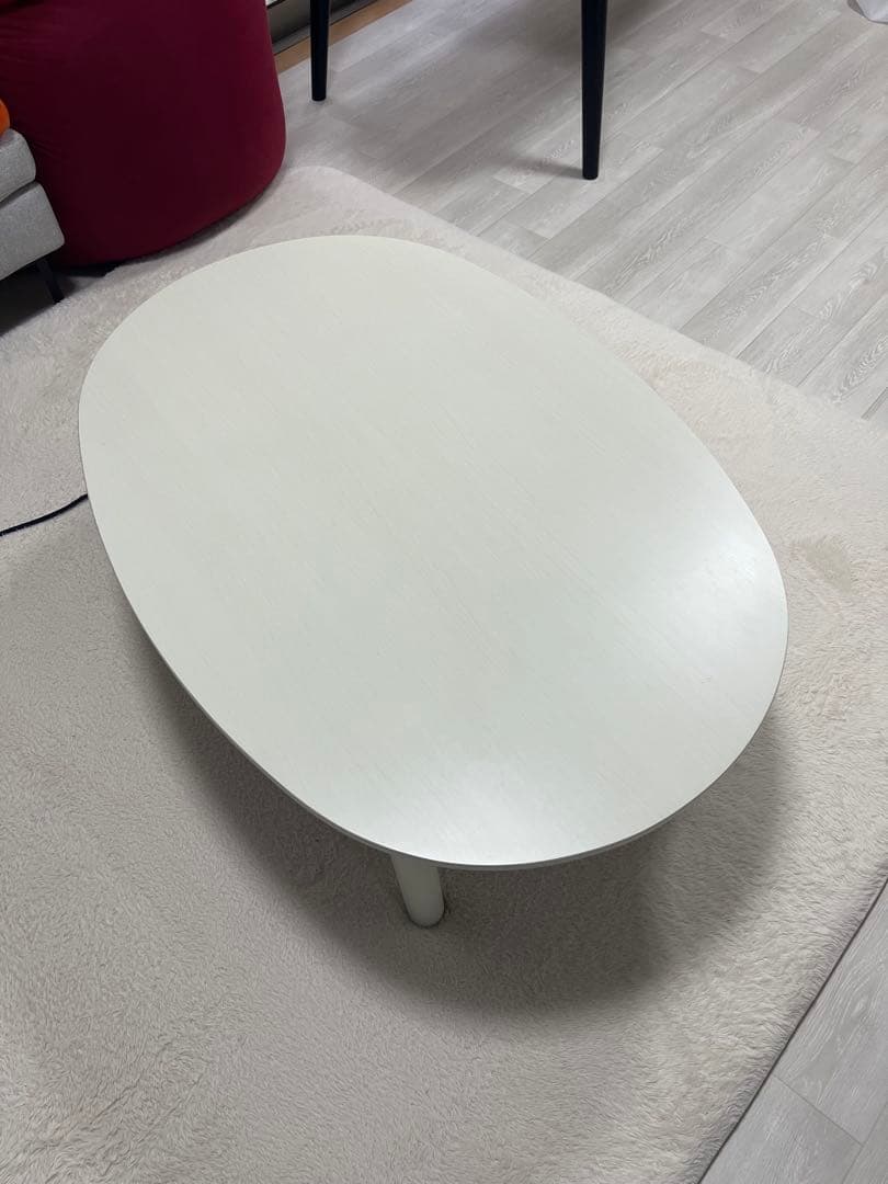 楕円形 こたつテーブル ホワイト 105cm