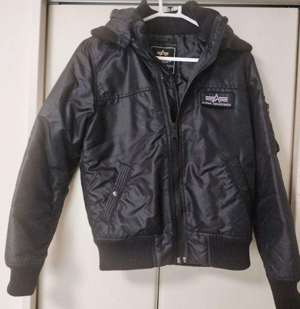 ALPHA INDUSTRIES ブラック　リブジャケット　M　フード付