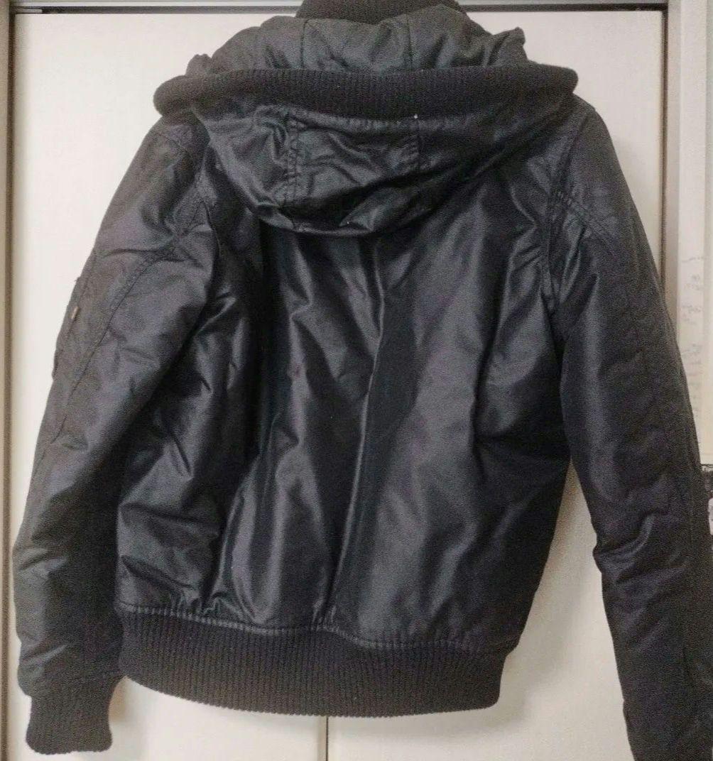 ALPHA INDUSTRIES ブラック　リブジャケット　M　フード付