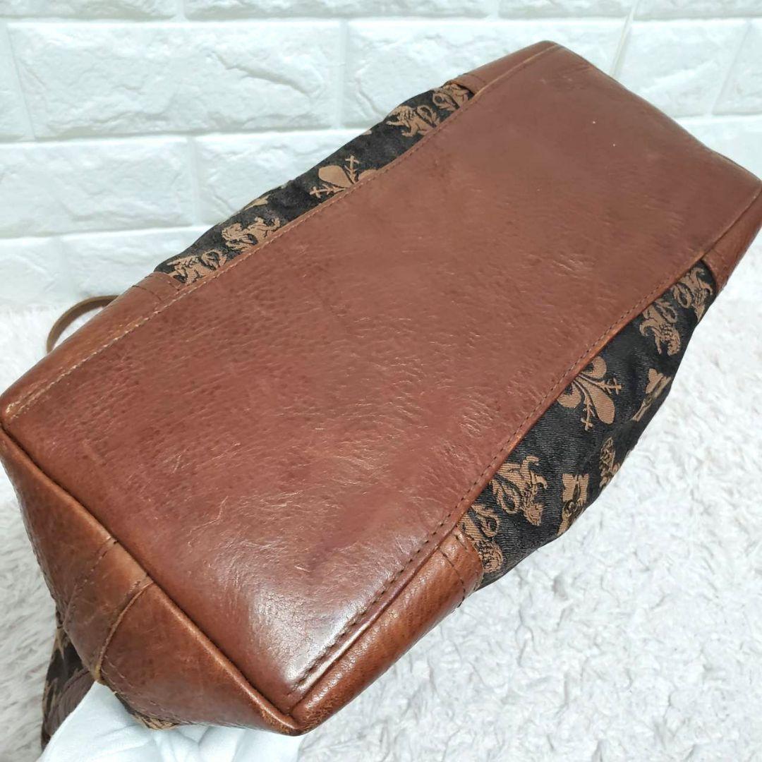 美品 genten ゲンテン ジャガード 総柄 刺繍 A4可 大容量トートバッグ