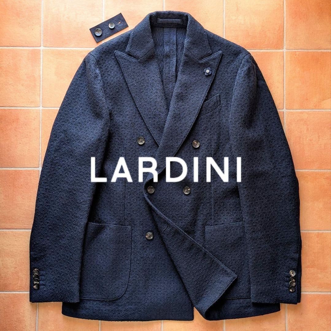 LARDINI ジャカード ネイビージャケット ダブル アンコン 46サイズ