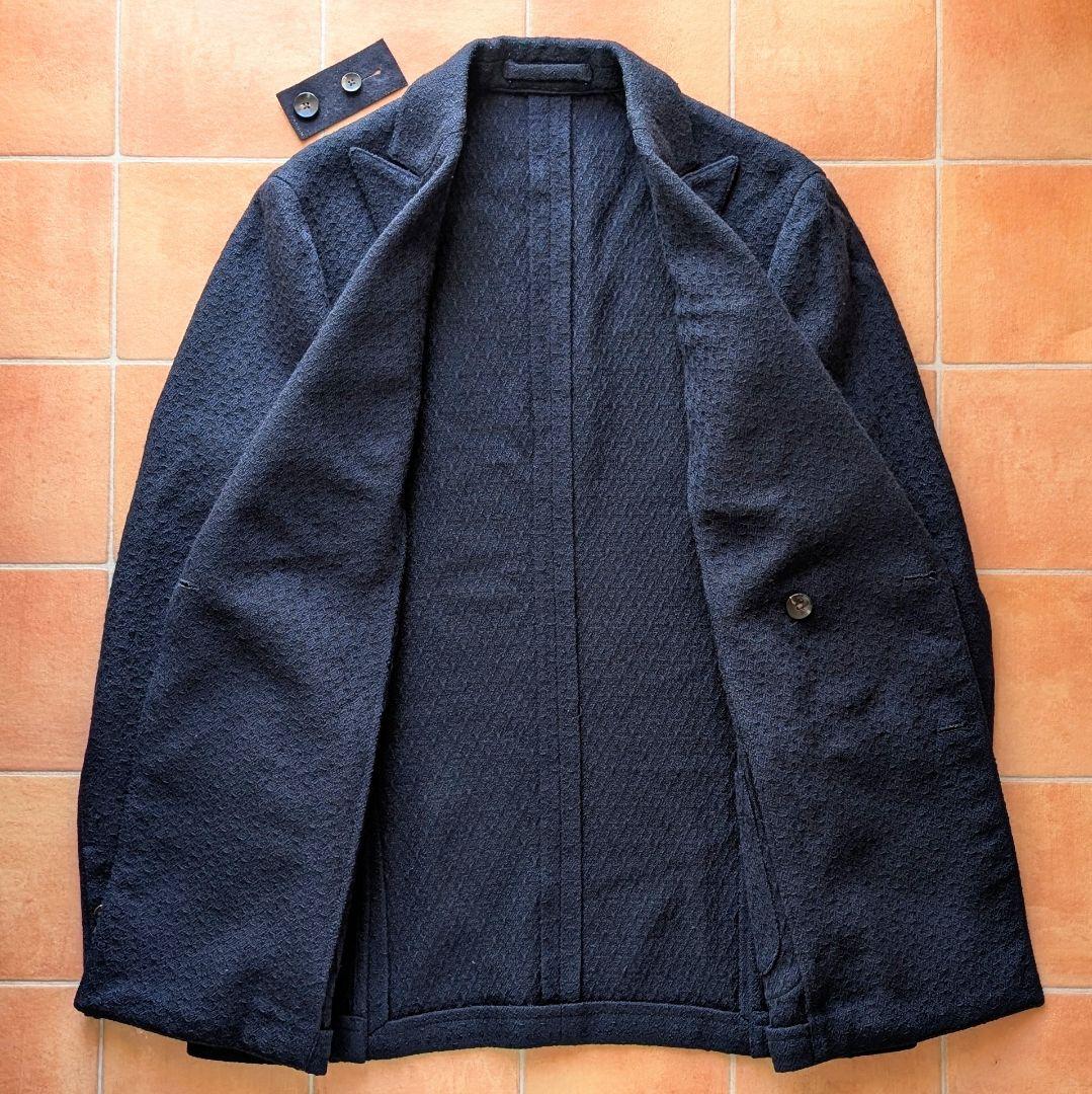 LARDINI ジャカード ネイビージャケット ダブル アンコン 46サイズ