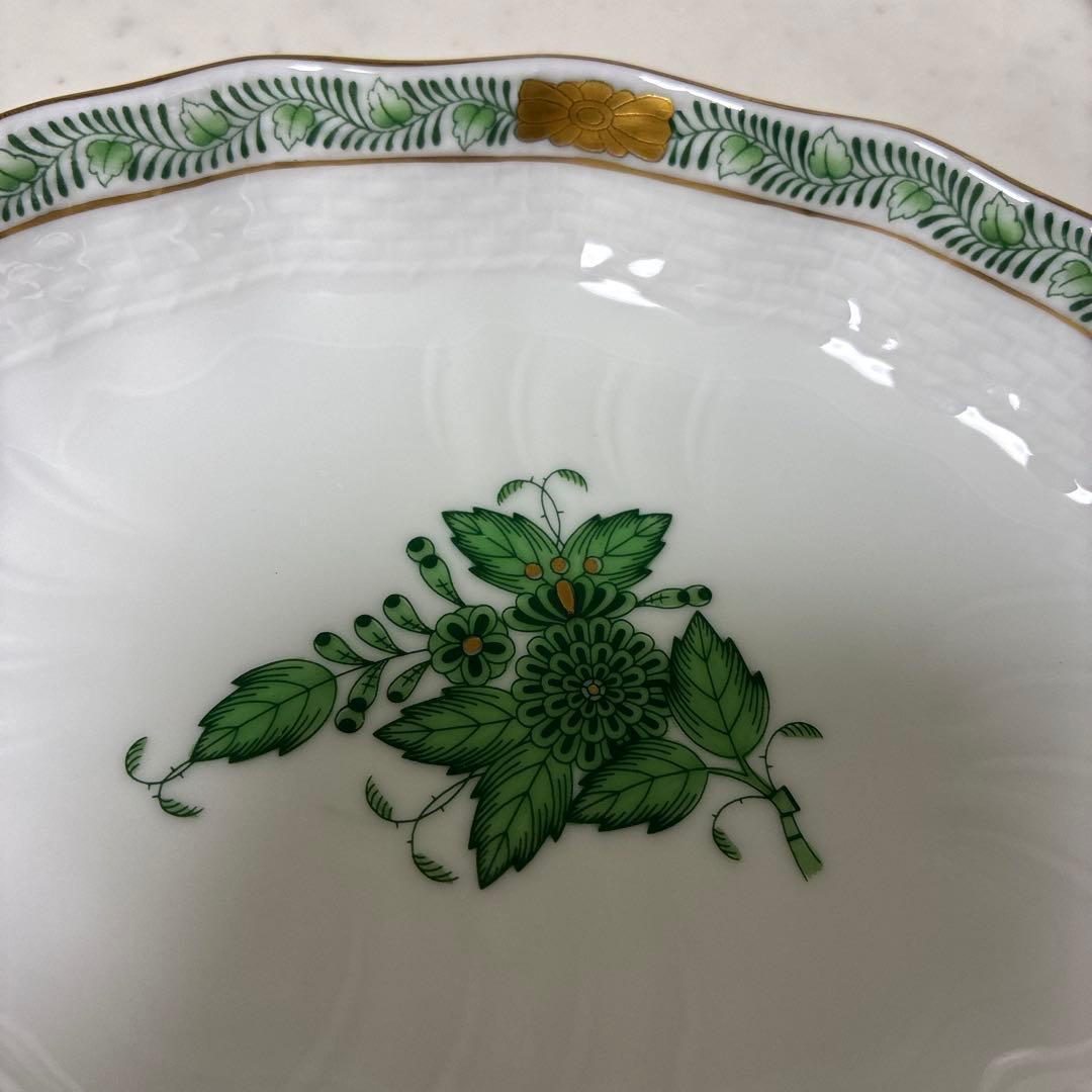 【箱付】ヘレンド　アポニーグリーン　オーバルディッシュ2枚