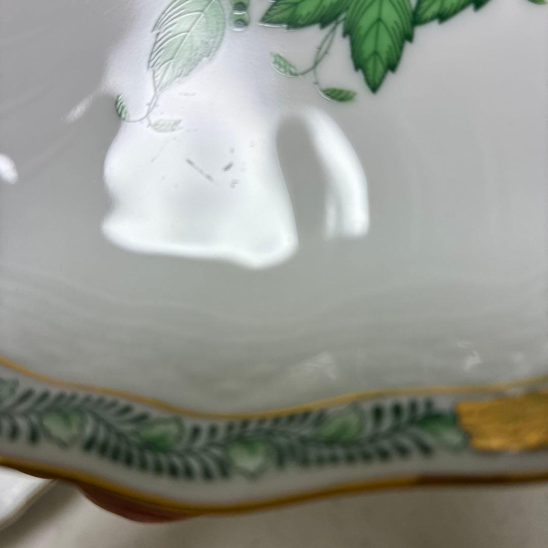 【箱付】ヘレンド　アポニーグリーン　オーバルディッシュ2枚