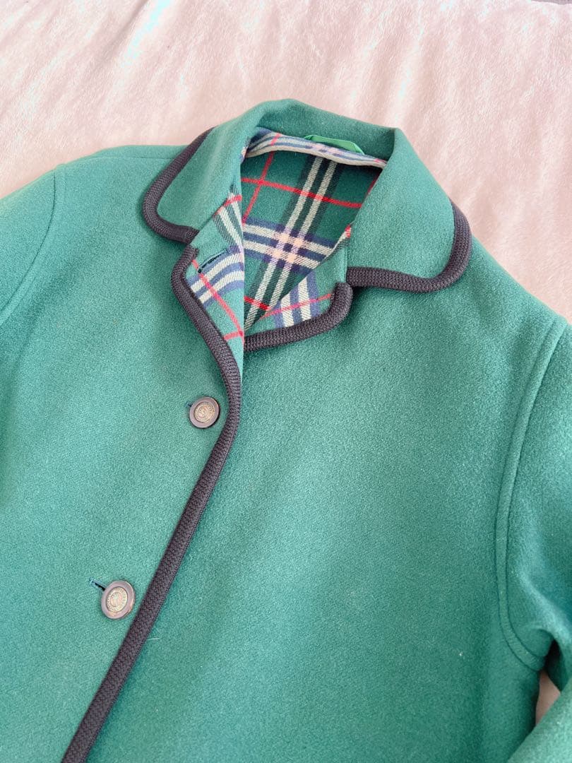 【美品】Burberrys ピーコート カシミア混 ダブルフェイス　9号グリーン