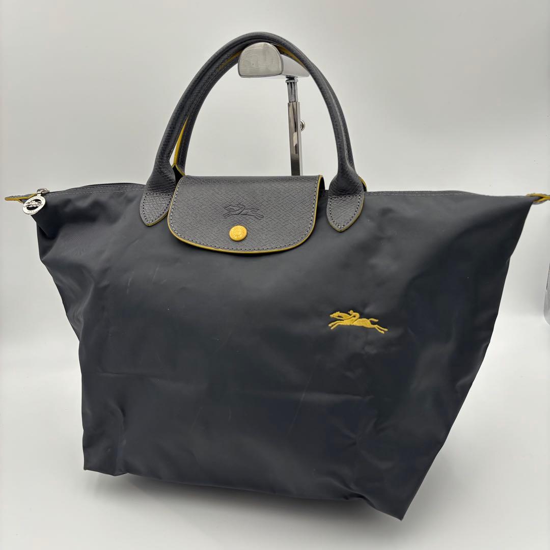 LONGCHAMP ロンシャン ルプリアージュ M グレー×イエロー A4