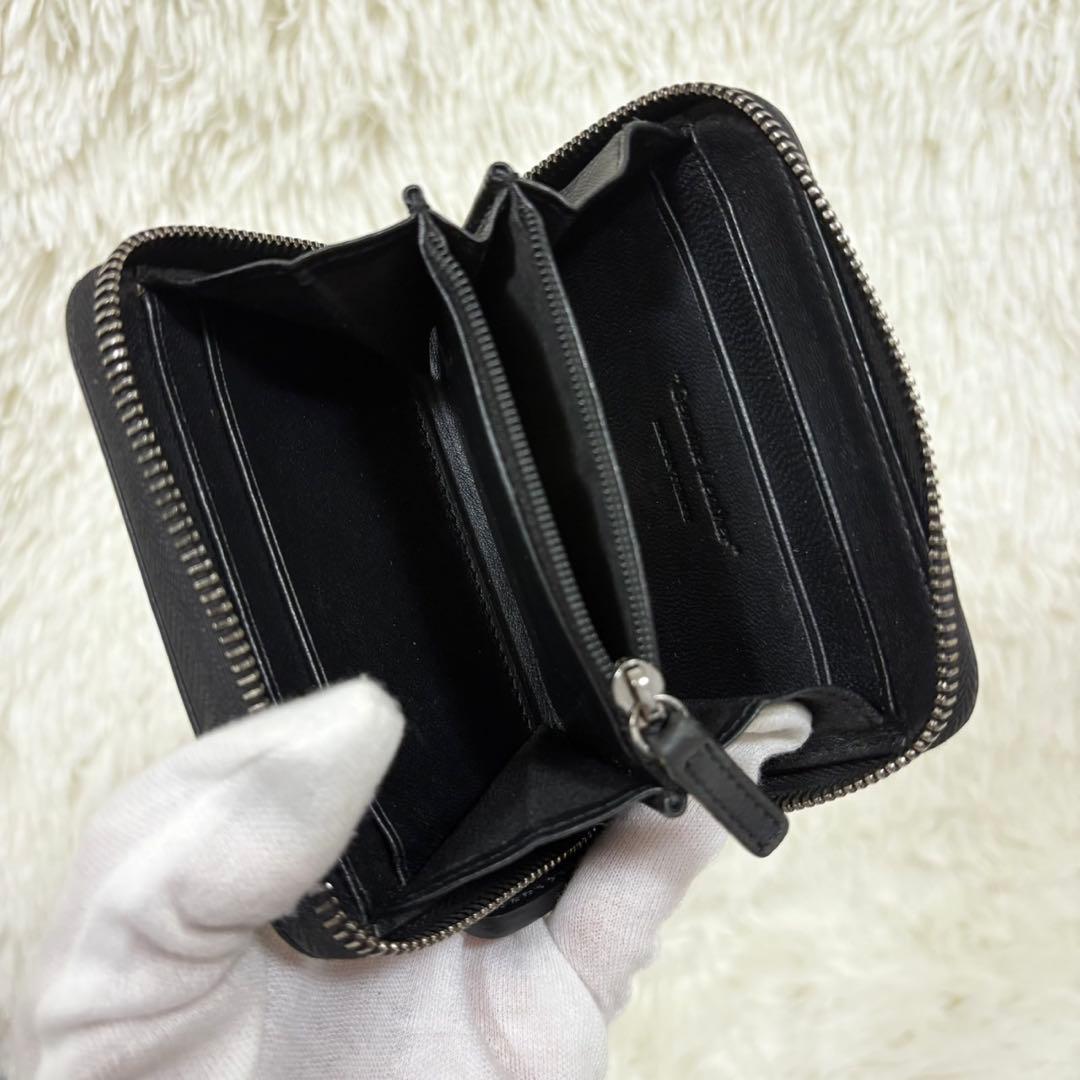 オフホワイト ウォレット 財布 ラウンドファスナー レザー ブラック