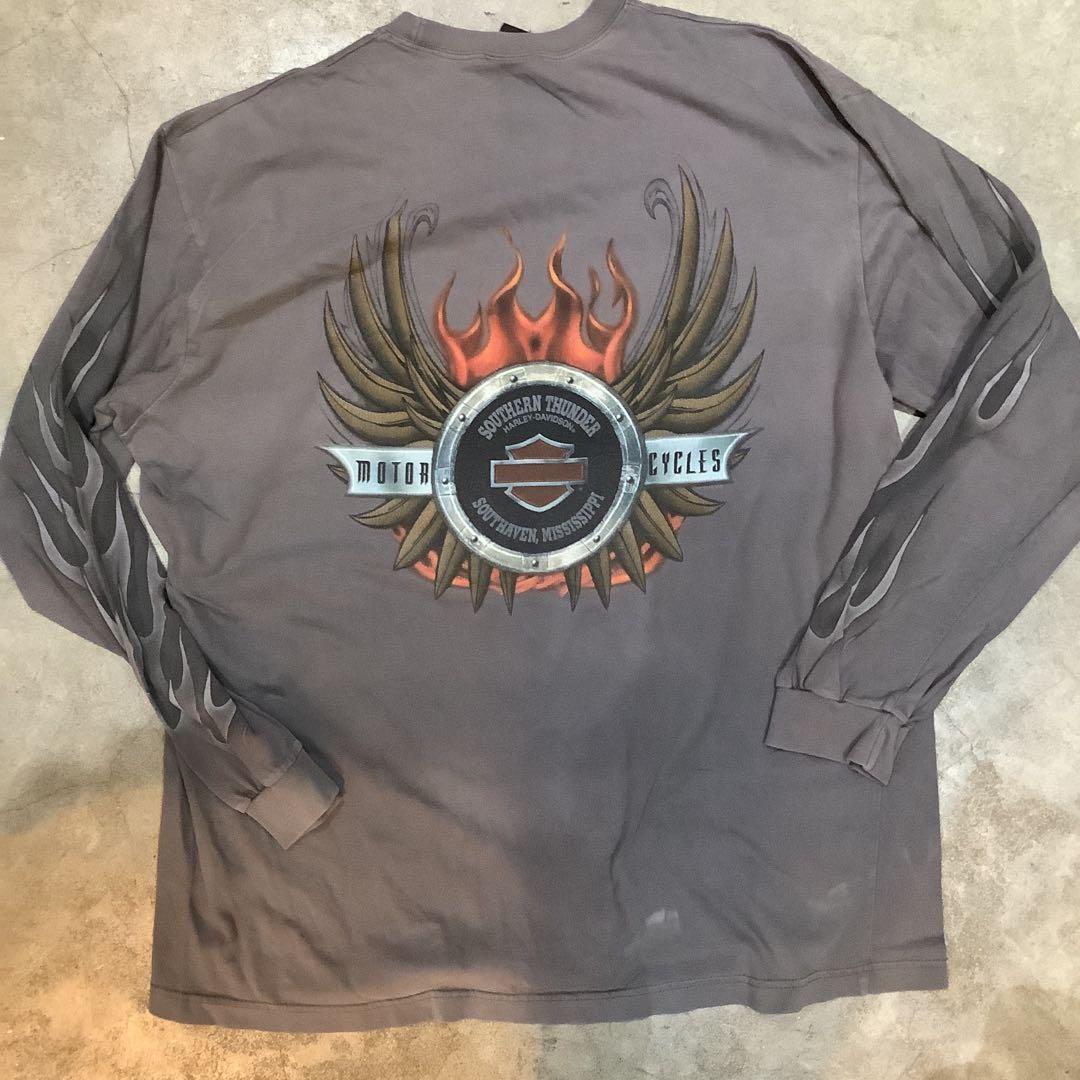 Harley-Davidson フレイムデザイン長袖Tシャツ　ビッグサイズ！