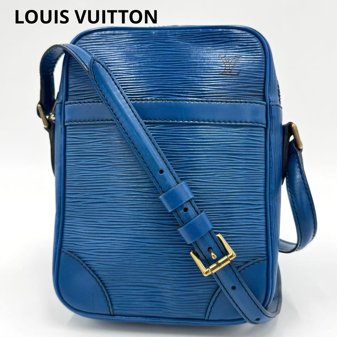 ルイヴィトン エピ ダヌーヴ レザー ショルダーバッグ 斜めがけ ブルー