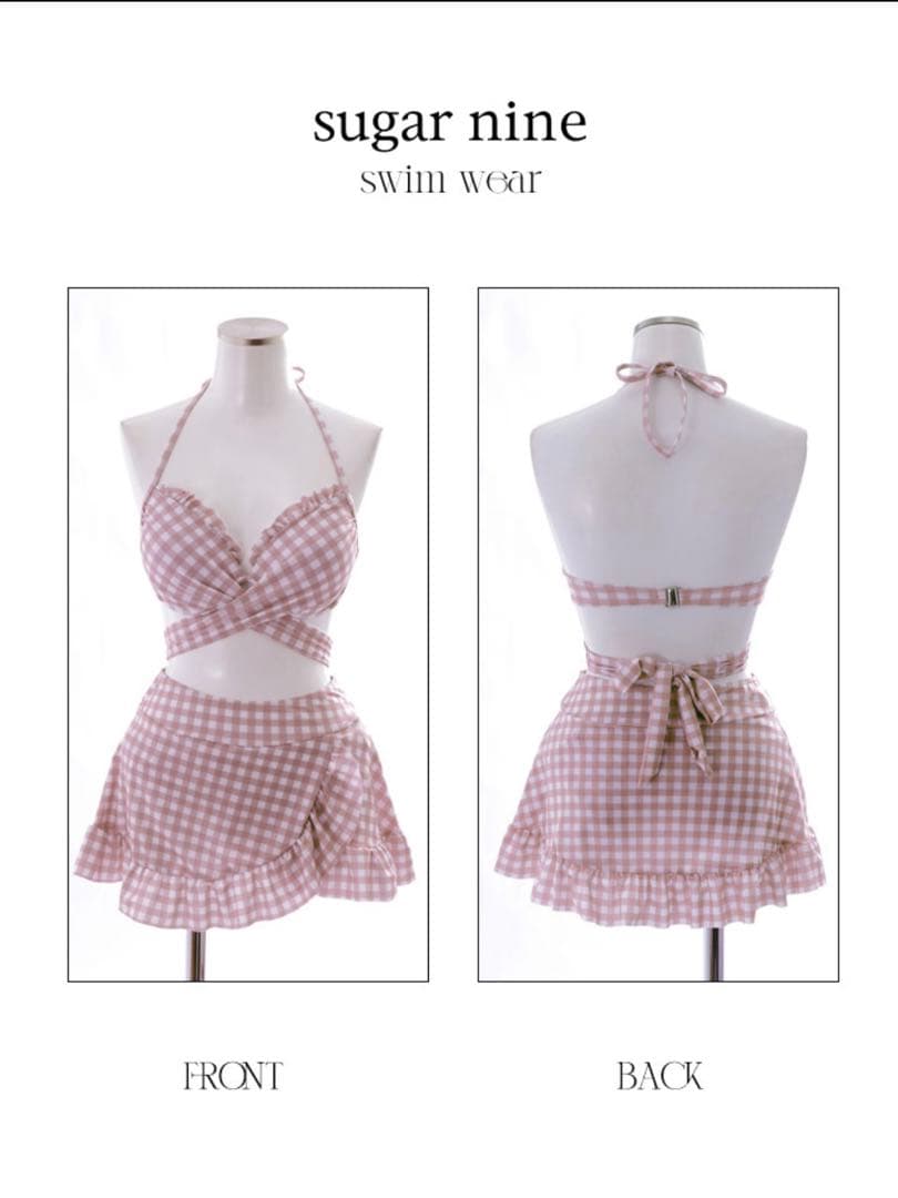 sugar nineスカート付き2wayギンガムチェック柄クロスビキニ3点セット