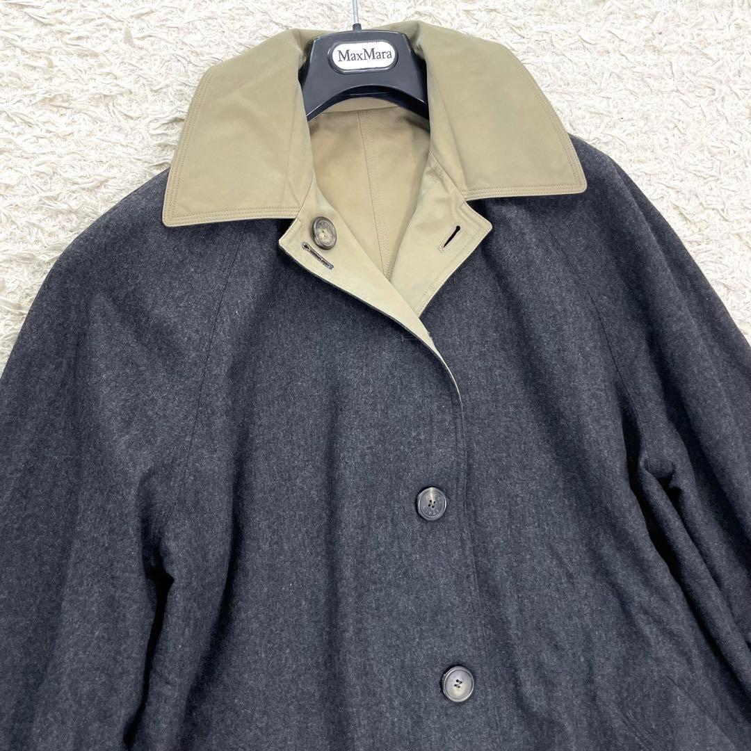 GUCCI カシミヤ混 リバーシブルコート グレー系 カーキ 40サイズ