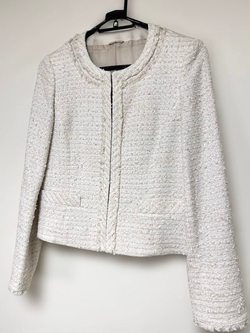 ☆【美品】アナイ ANAYI 銀 ラメ混 ツイード ジャケット サイズM