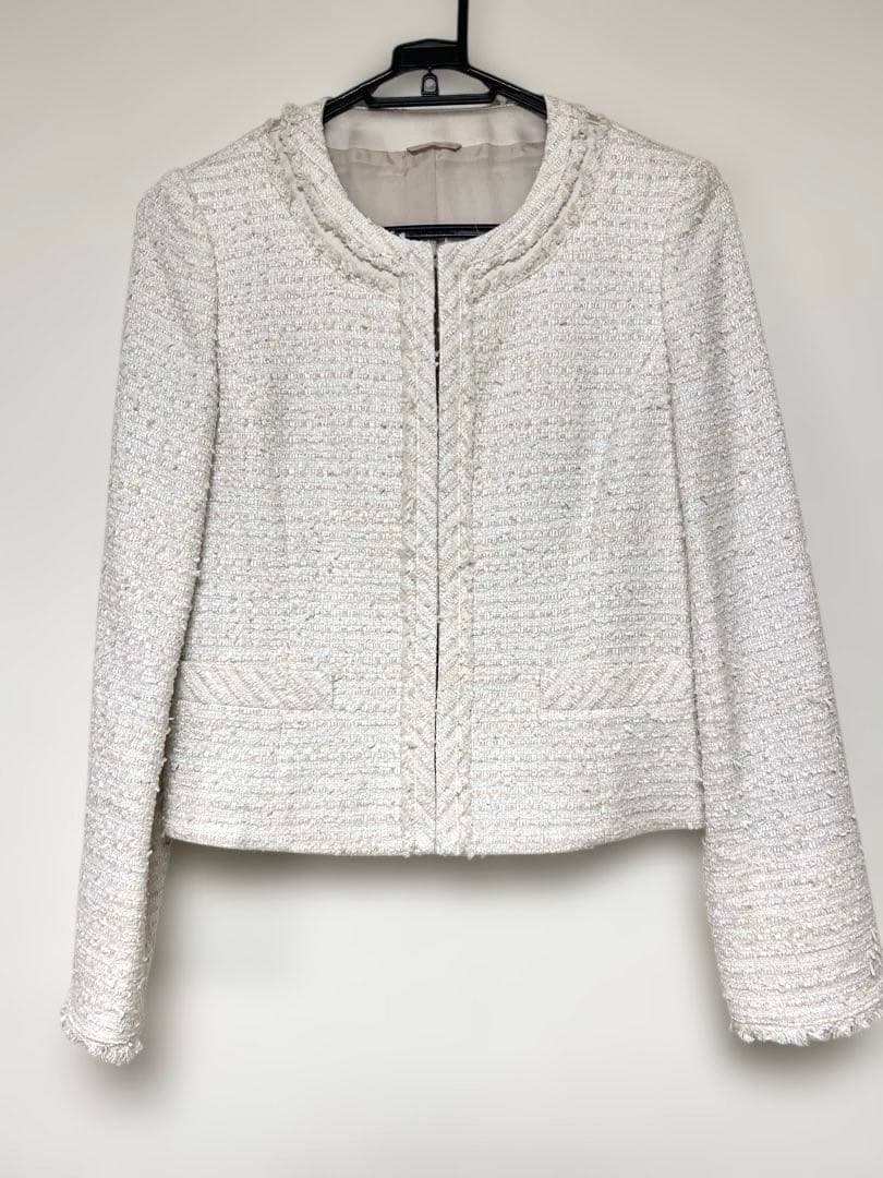 ☆【美品】アナイ ANAYI 銀 ラメ混 ツイード ジャケット サイズM