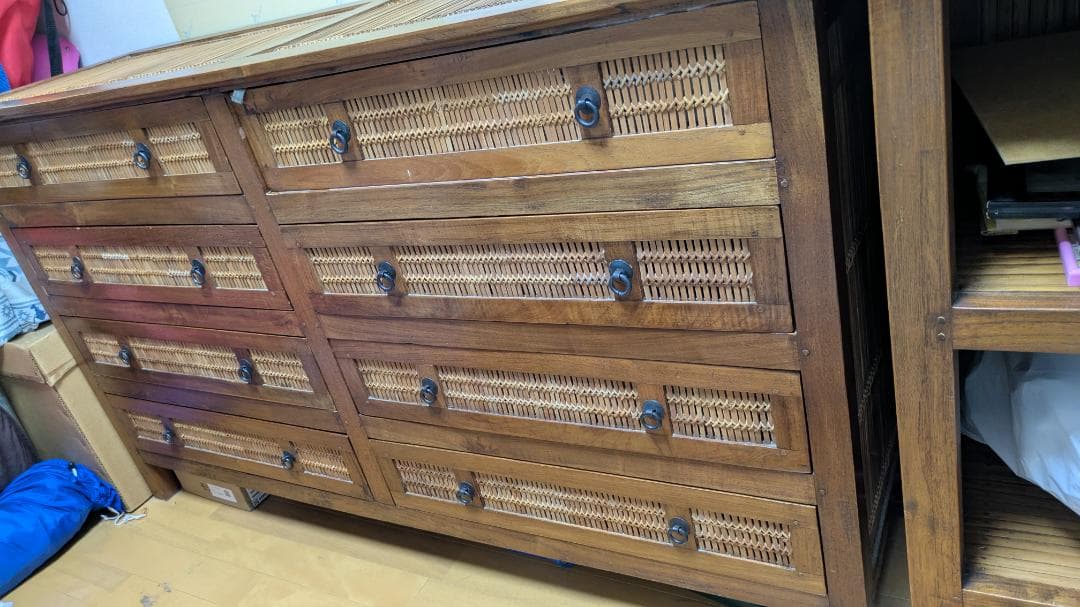 アジアンスタイル 木製キャビネット 6引き出しIDEE