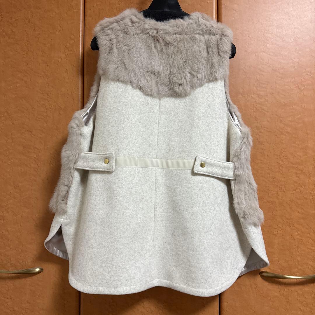 Eimee Lawファー＆メルトンミドル丈ベストジレ