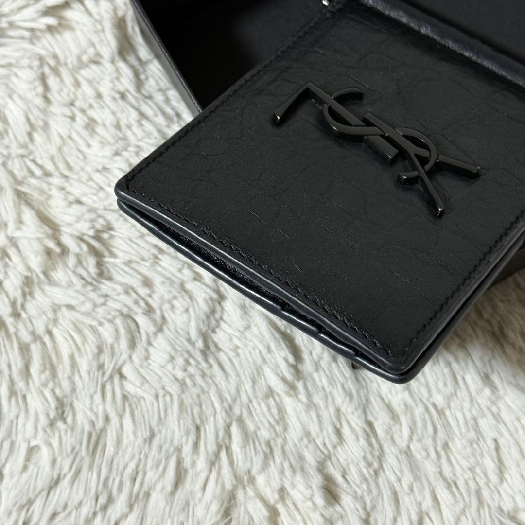 ⭐️未使用級⭐️　サンローラン　YSLカサンドラ　クロコ型押し　マネークリップ