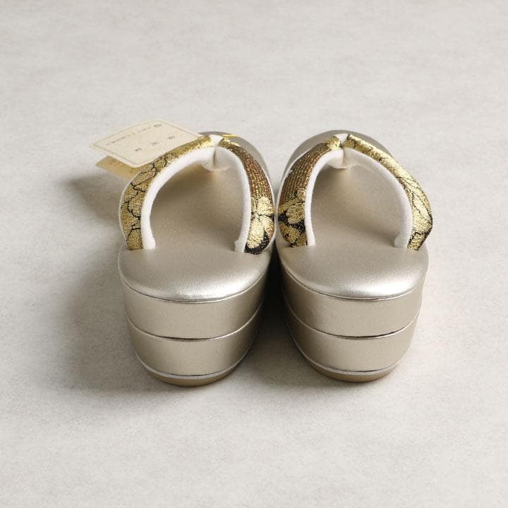 【新品】草履バッグセット　草花柄　ゴールド　草履24cm　01630N