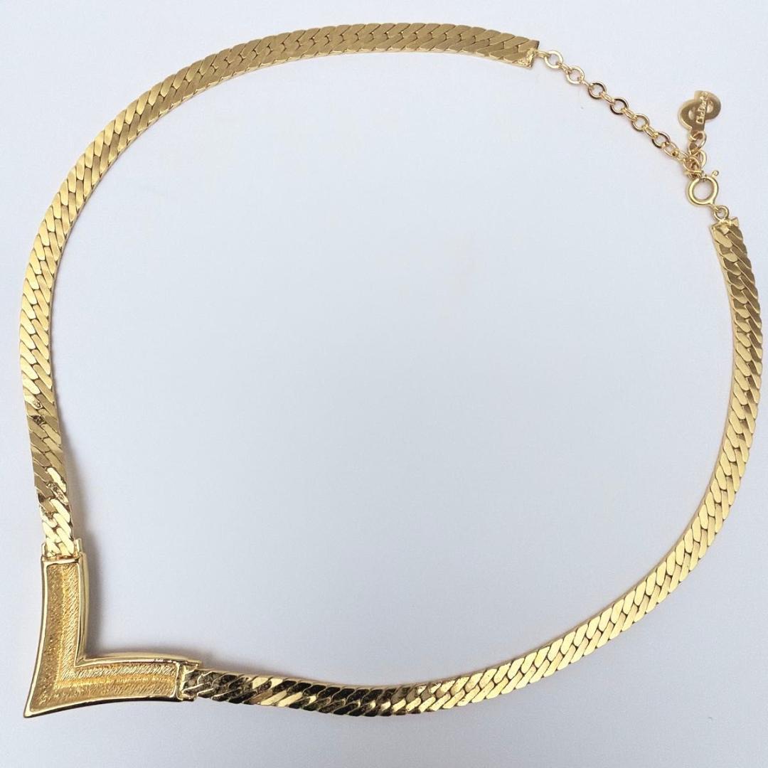 クリスチャンディオール V字 ラインストーン ネックレス チョーカー ゴールド