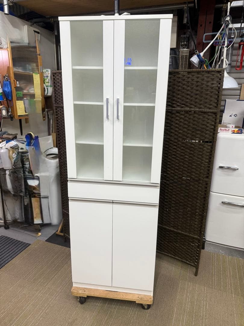 【完成品】【美品】ニトリ　キャビネット　フォルム　SK1860 WH 食器棚