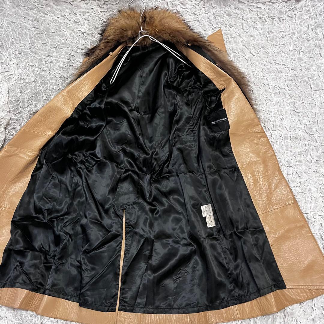 毛皮 羊革 NOVESPAZIO ファー レザー ロングコート 女優コート 本革