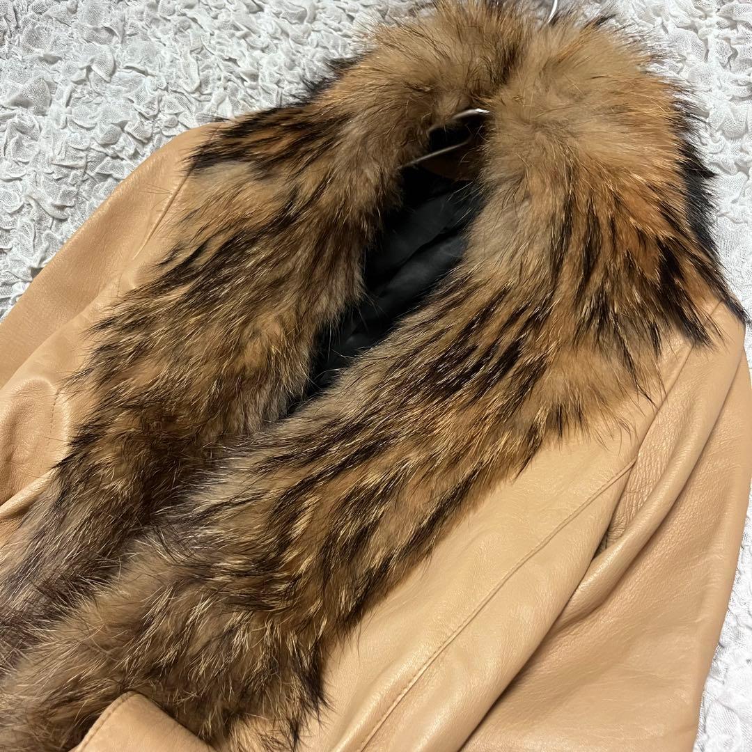 毛皮 羊革 NOVESPAZIO ファー レザー ロングコート 女優コート 本革