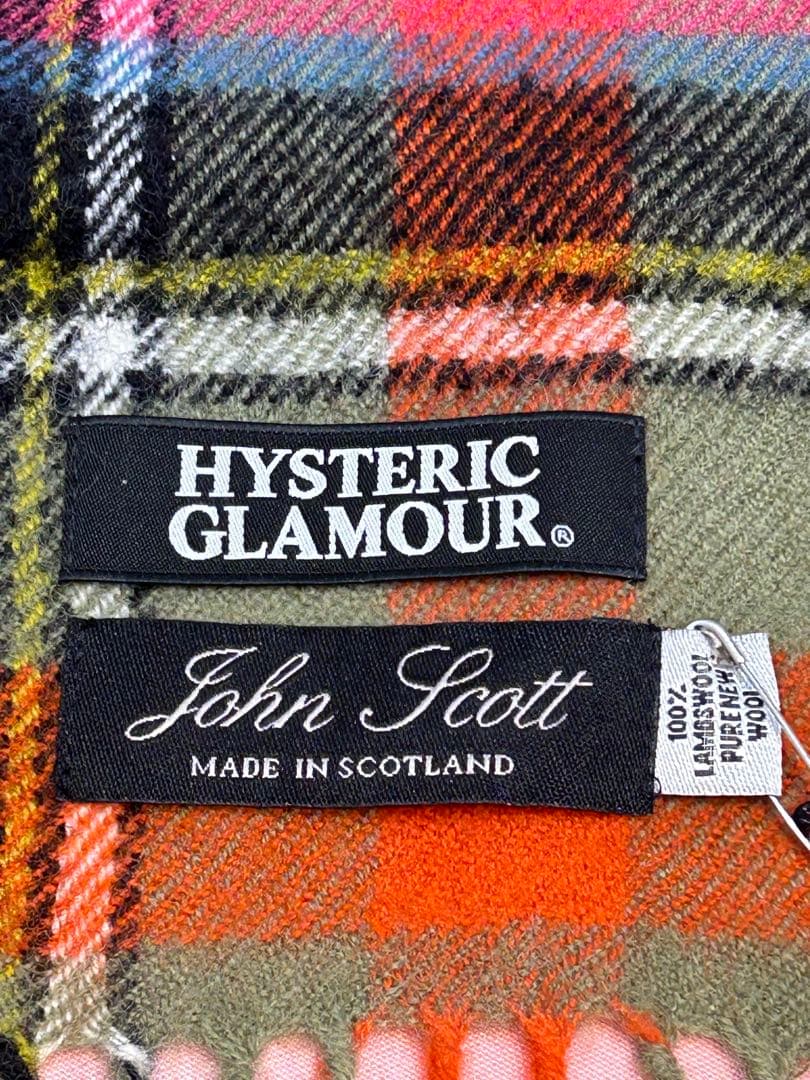 ヒステリックグラマー　マフラー　カーキ×オレンジ×ピンク