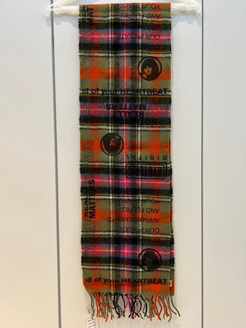 ヒステリックグラマー　マフラー　カーキ×オレンジ×ピンク