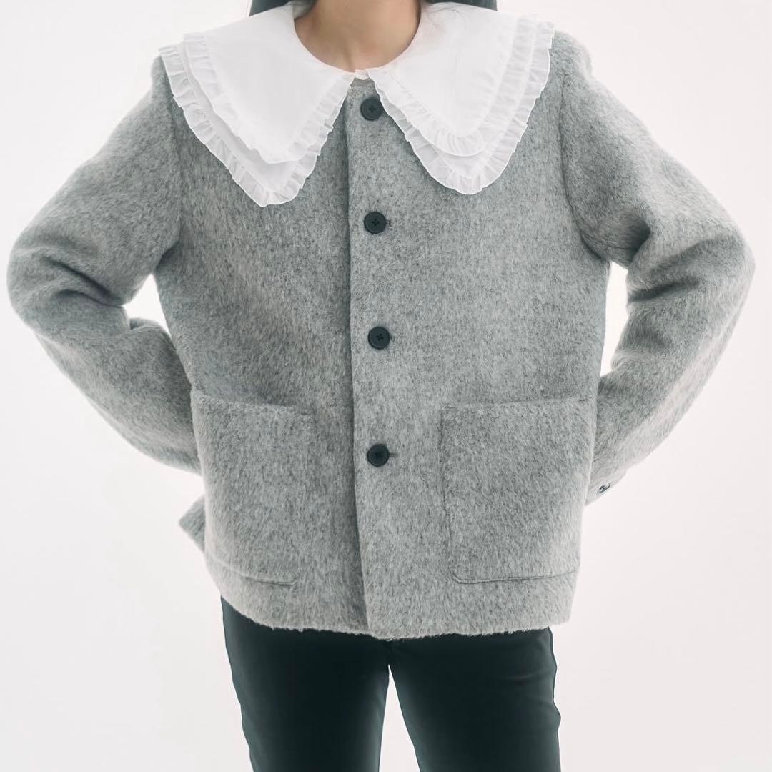 FEKETE ノーカラーシャギージャケット ブラック Black