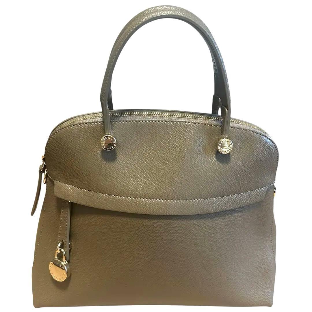 【極美品】FURLA パイパー M 2WAY ベージュ系 保管袋付き レザー