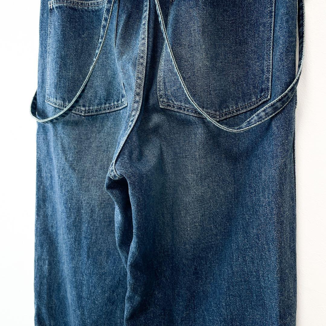 美品 Johnbull 11ozデニムサスペンダーアーミーパンツ ストレート