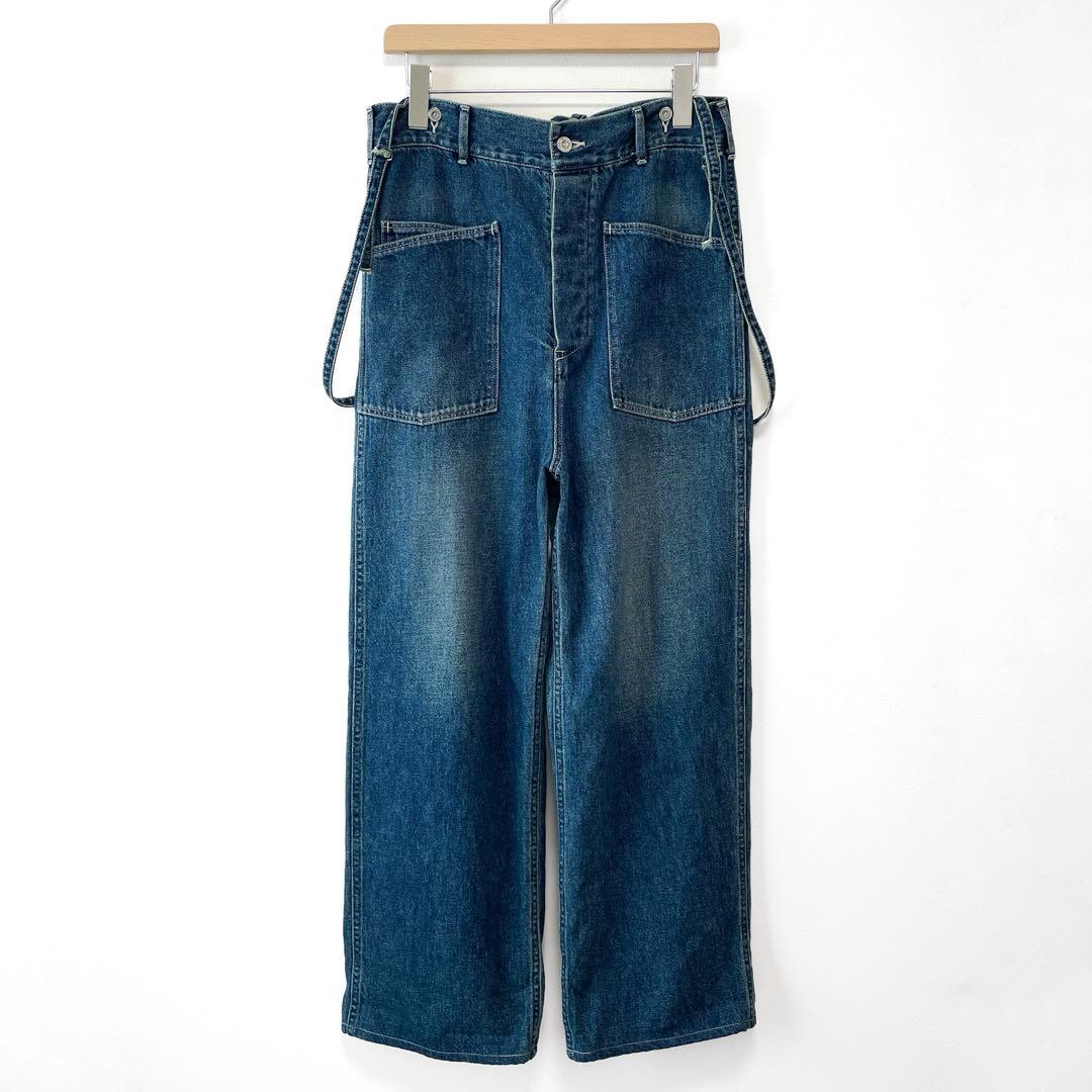 美品 Johnbull 11ozデニムサスペンダーアーミーパンツ ストレート