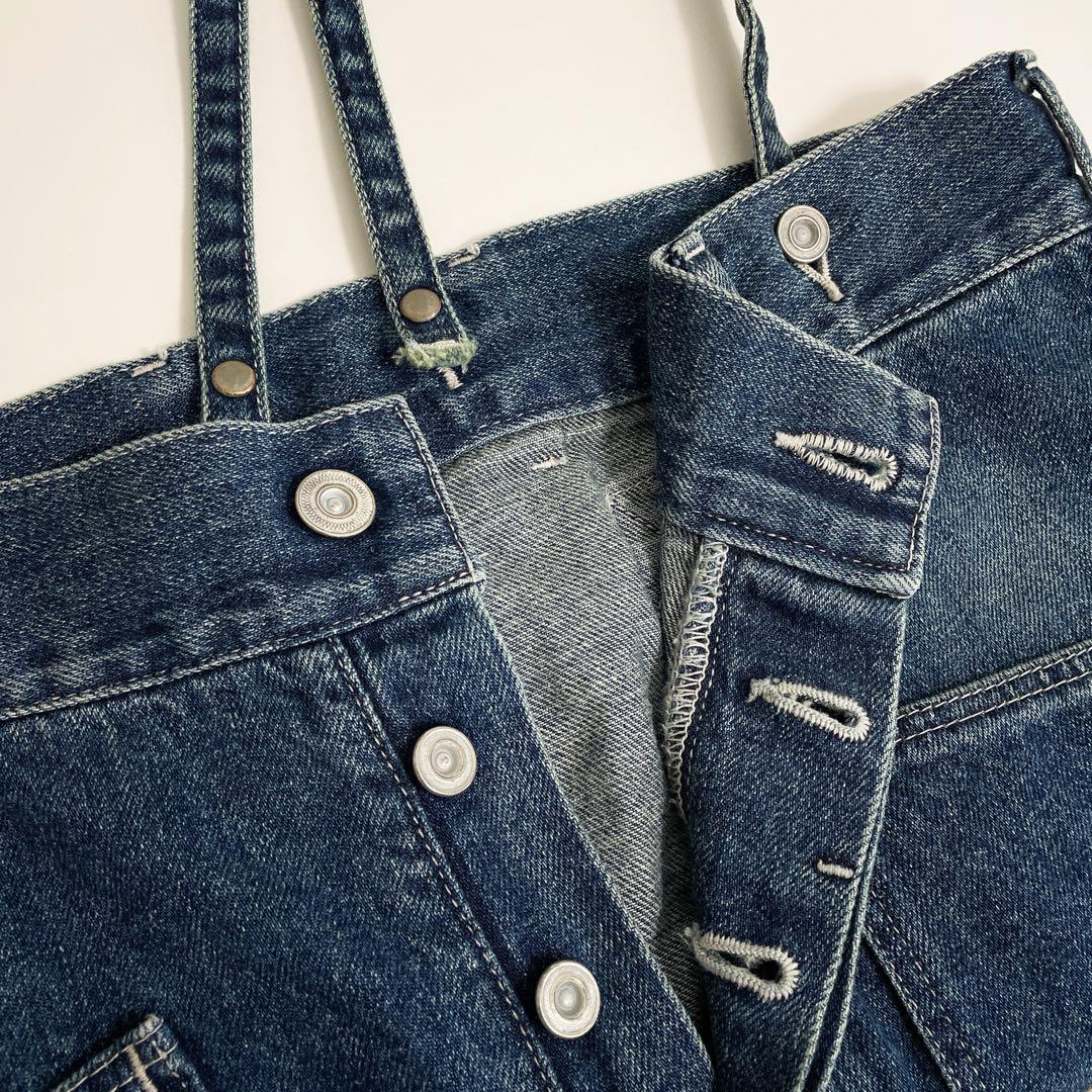 美品 Johnbull 11ozデニムサスペンダーアーミーパンツ ストレート