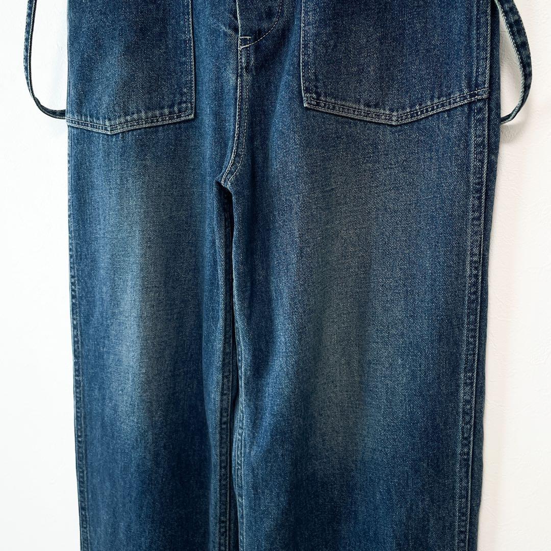 美品 Johnbull 11ozデニムサスペンダーアーミーパンツ ストレート