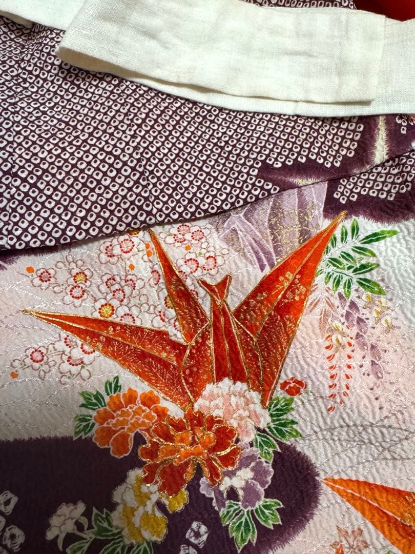 七五三✴︎絞り　鶴柄3歳　お被布フルセット