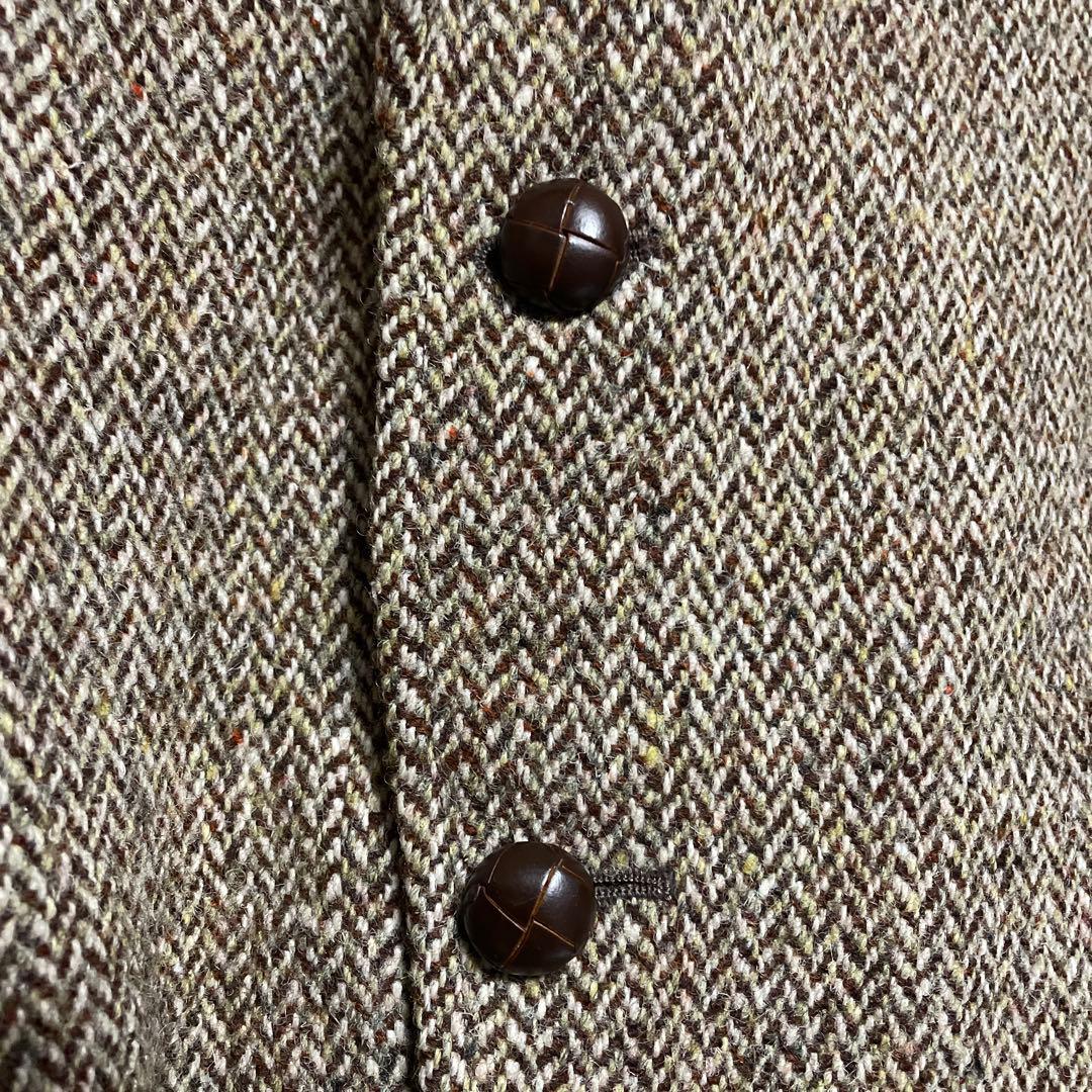 英国製【ハリスツイード】ヘリンボーンウール ハンティングジャケット トラッド古着
