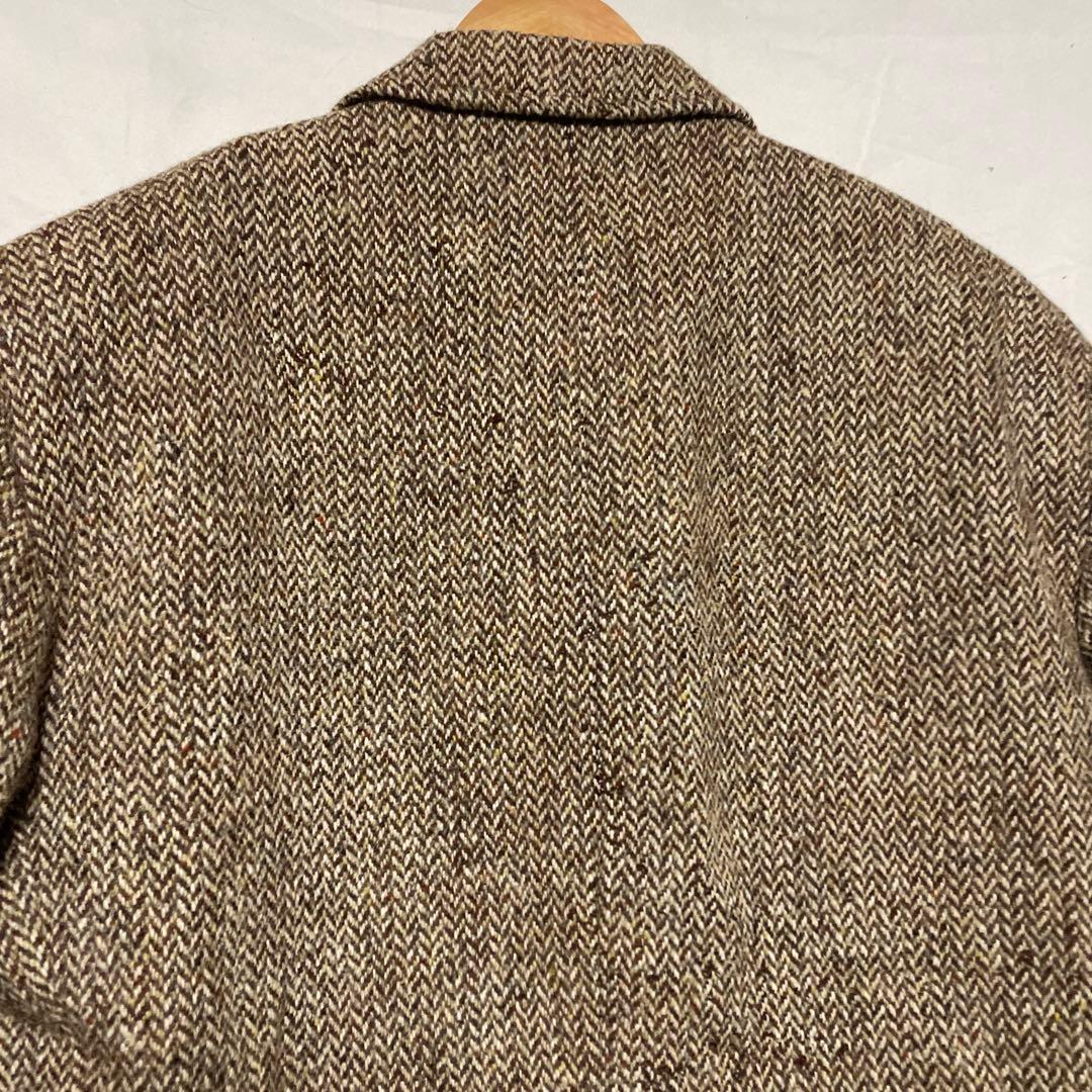 英国製【ハリスツイード】ヘリンボーンウール ハンティングジャケット トラッド古着