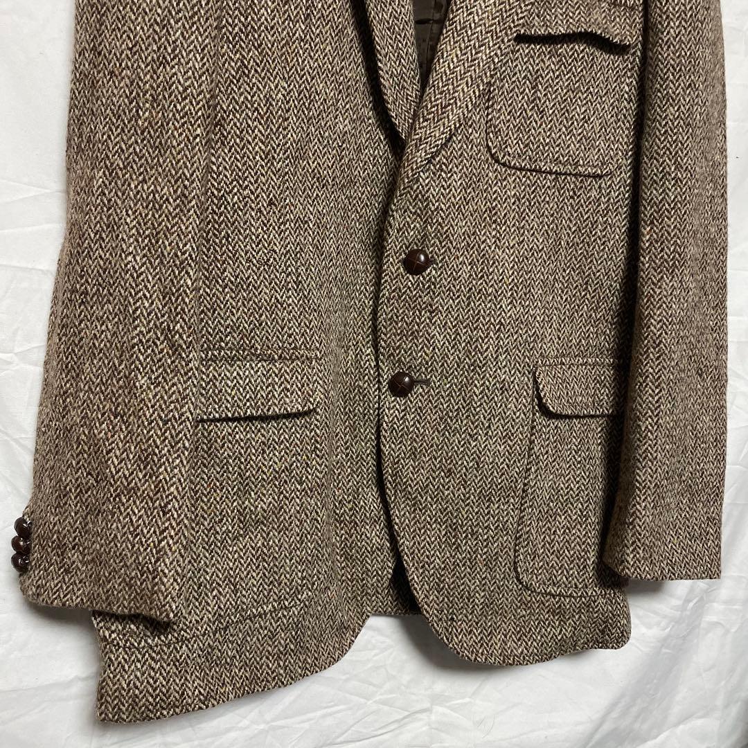 英国製【ハリスツイード】ヘリンボーンウール ハンティングジャケット トラッド古着