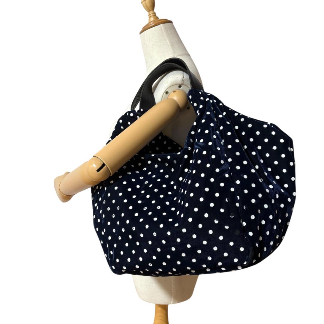 コムデギャルソン tricot　トートバッグ　ショルダー　A4 ドット　ベロア