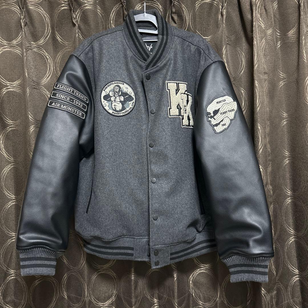 G*i様 karaku ゴリラ 刺繍 レザー ウール スタジャン ジャケット ア