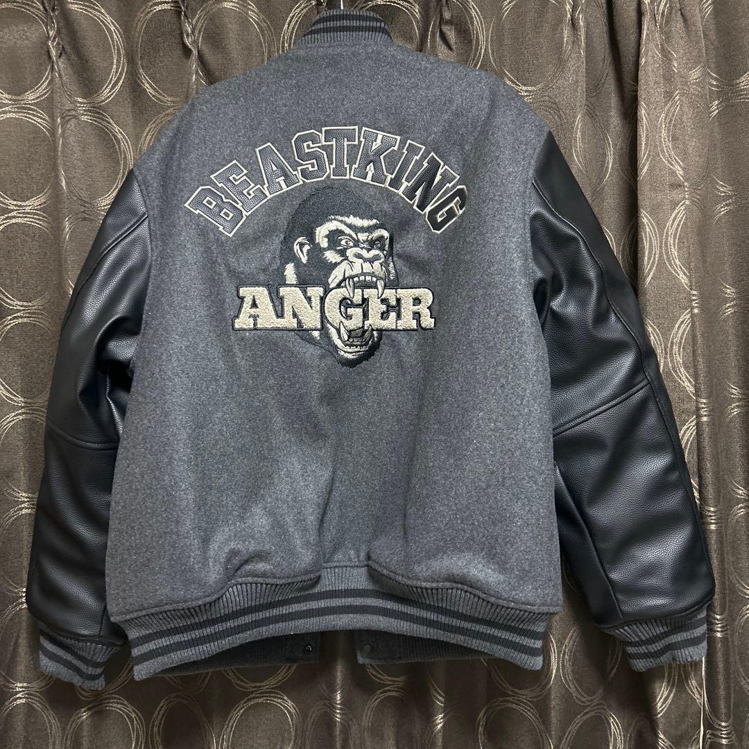 G*i様 karaku ゴリラ 刺繍 レザー ウール スタジャン ジャケット ア