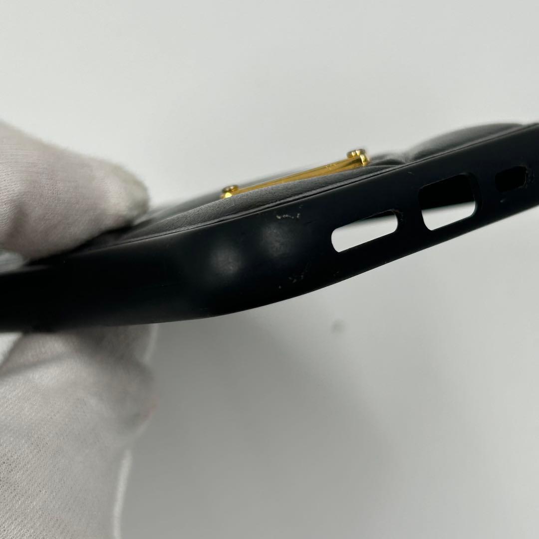 激レア【PRADA】iPhone14Pro パデットケース 3角ロゴ レザー 黒