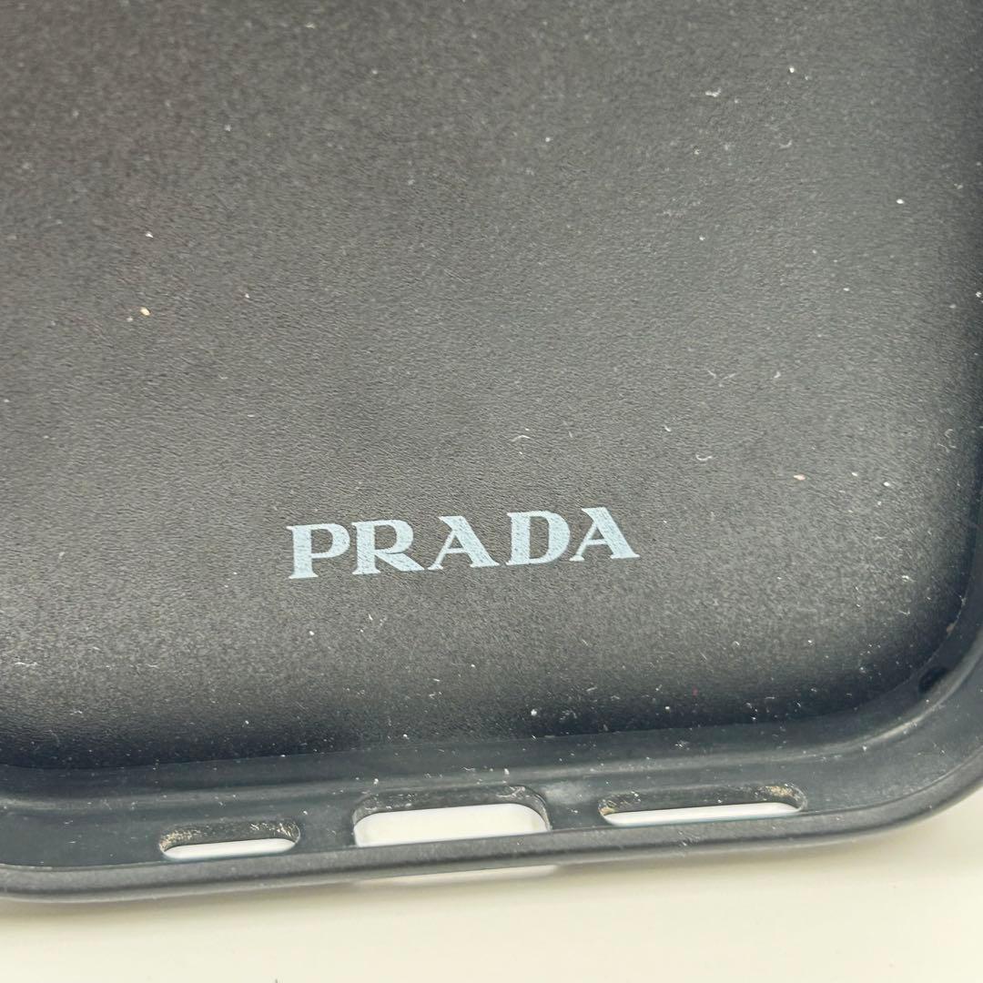 激レア【PRADA】iPhone14Pro パデットケース 3角ロゴ レザー 黒