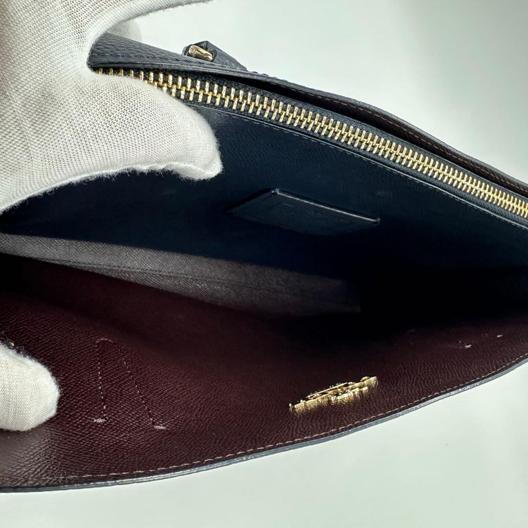 COACH テイタム レザートート ハンド　ビジネスバッグ　ネイビー