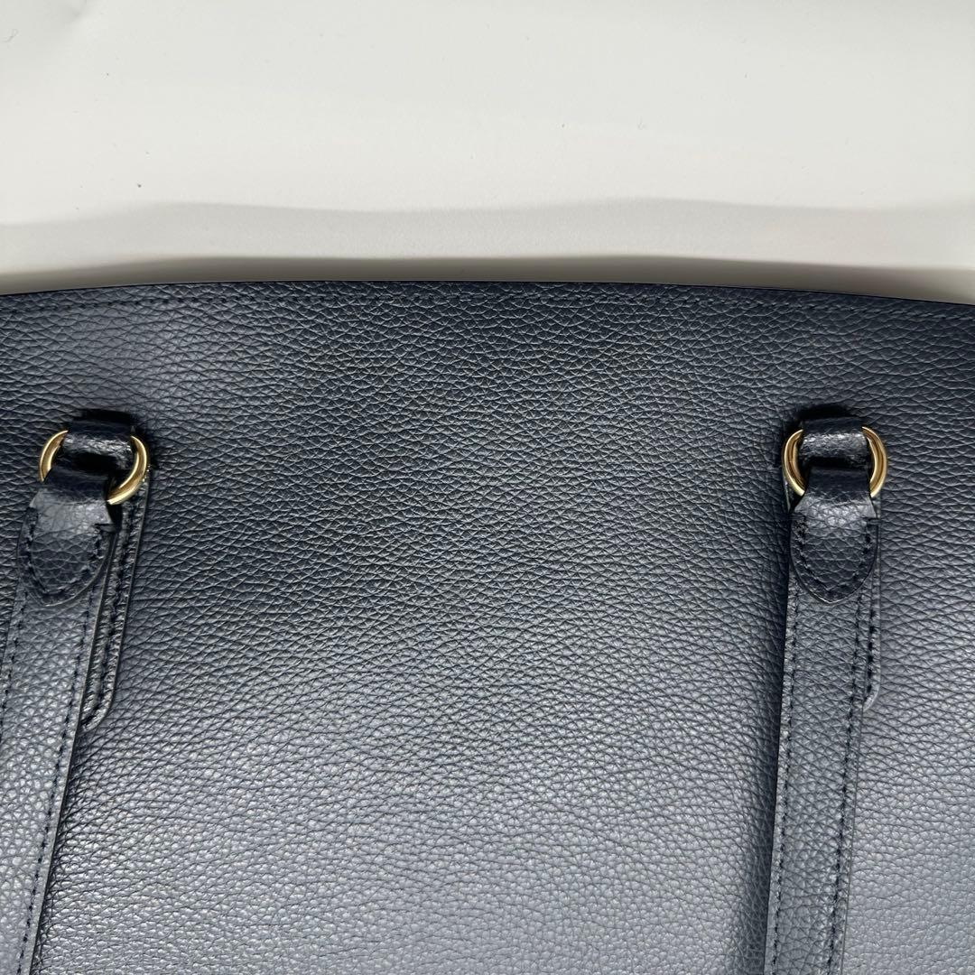 COACH テイタム レザートート ハンド　ビジネスバッグ　ネイビー