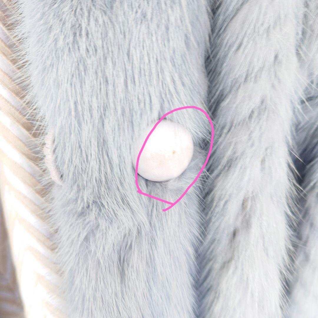 ラビット毛皮ライトブルー ヘリンボーンコートラパン外国製うさぎのハ−フコ―ト